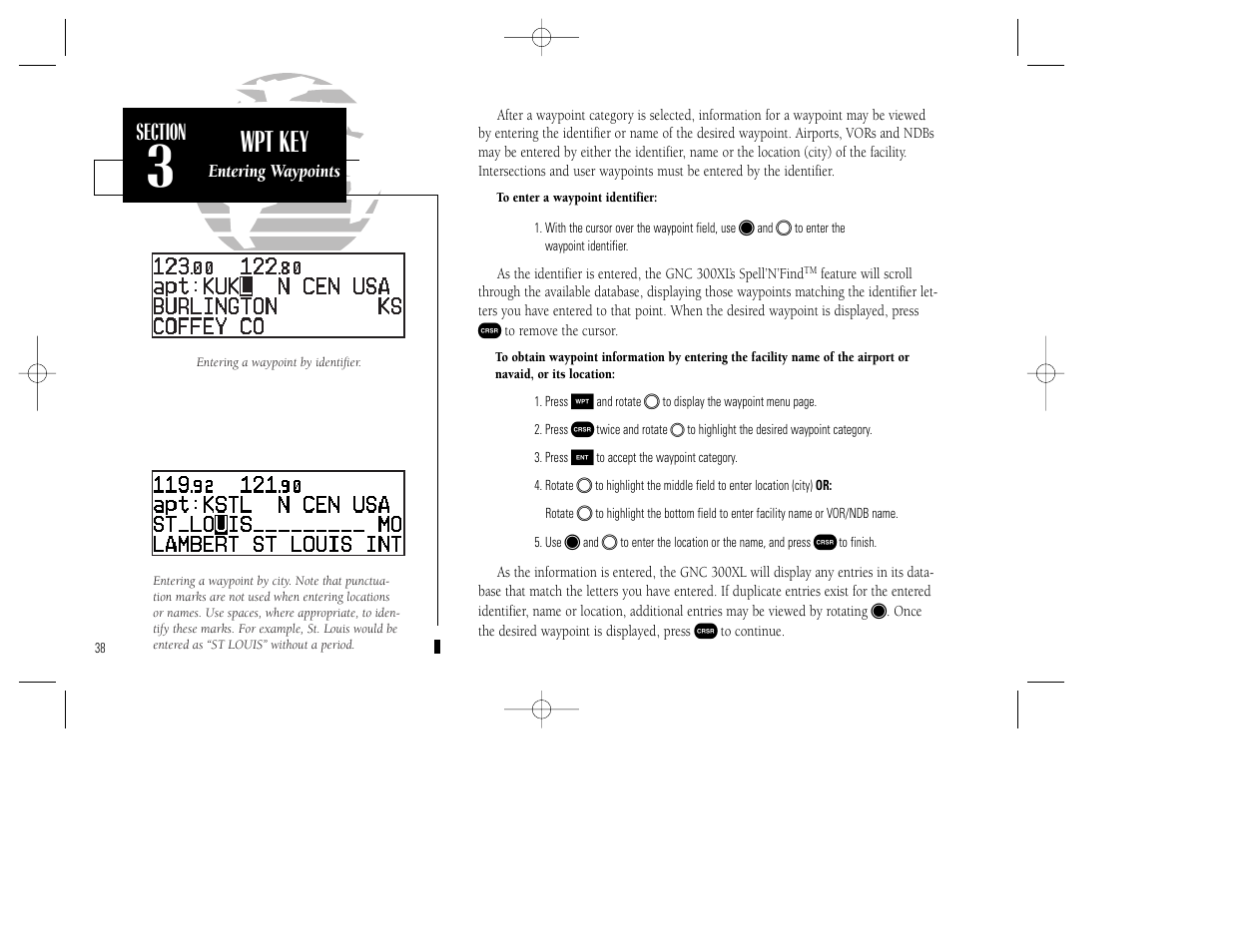 Wpt key | Garmin GNC 300XL TSO User Manual | Page 48 / 150