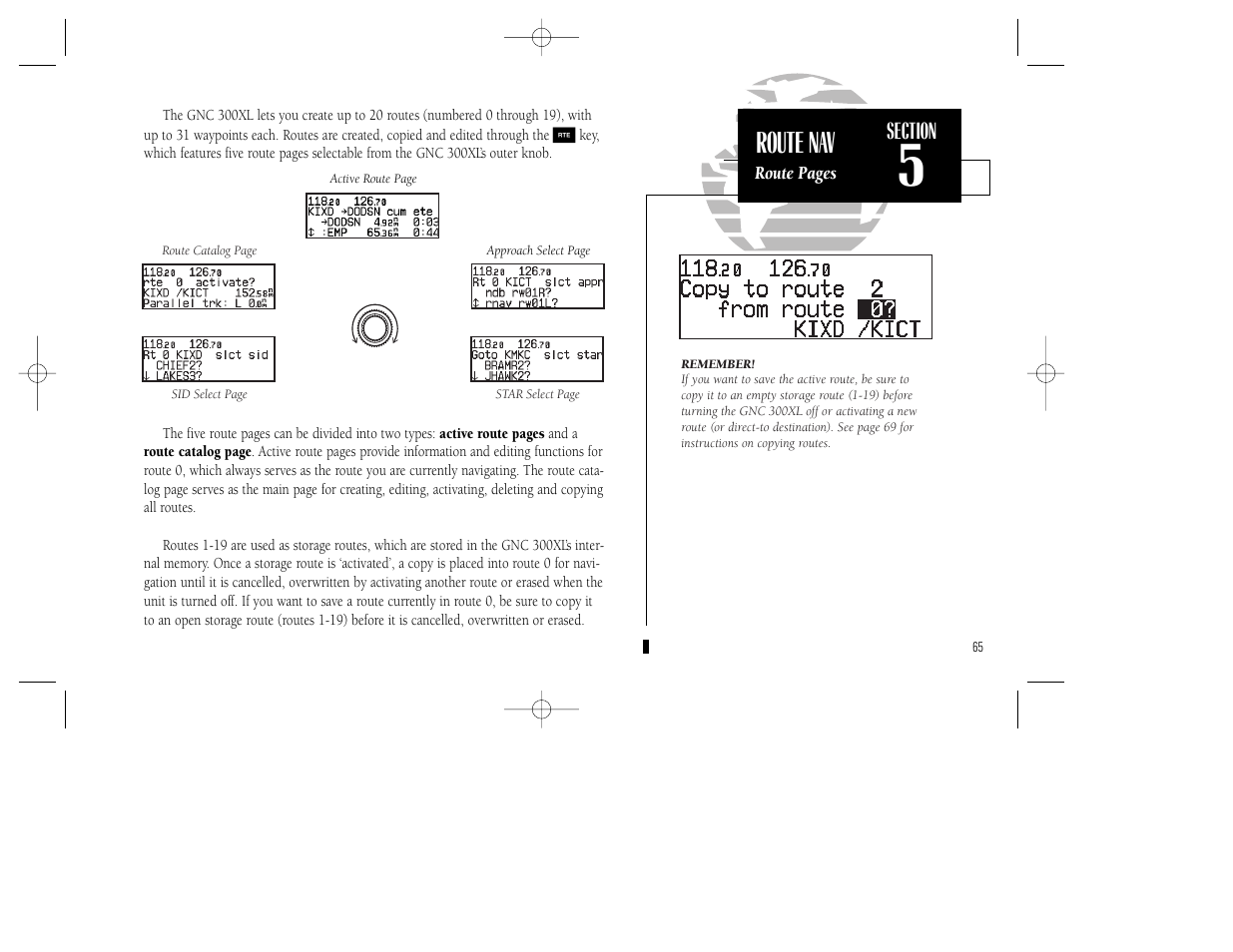 Route nav | Garmin GNC 300XL TSO User Manual | Page 75 / 150