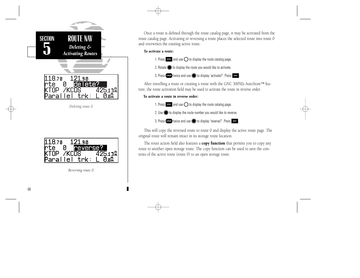 Route nav | Garmin GNC 300XL TSO User Manual | Page 78 / 150