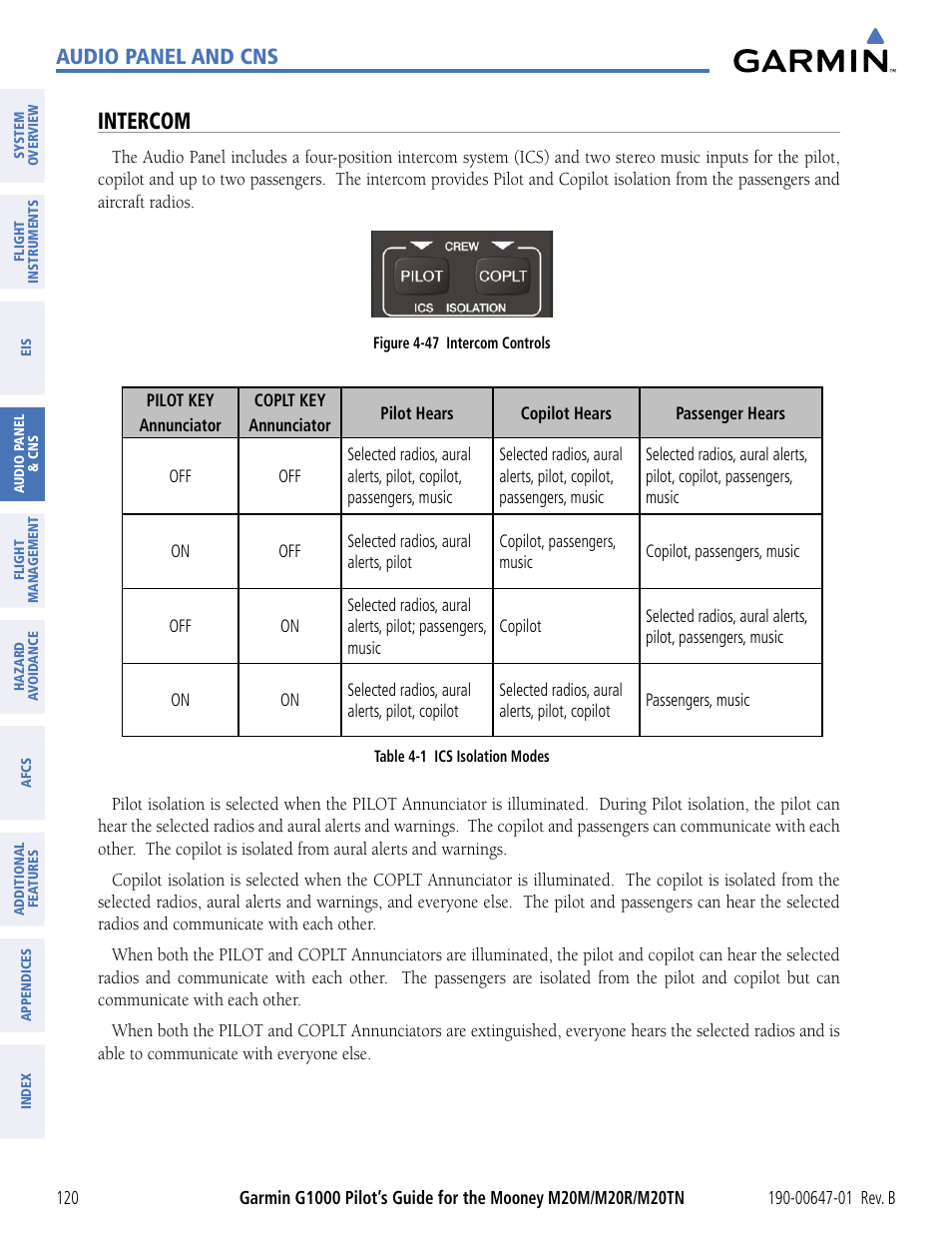 Intercom, Audio panel and cns | Garmin G1000 Mooney M20TN User Manual | Page 131 / 494