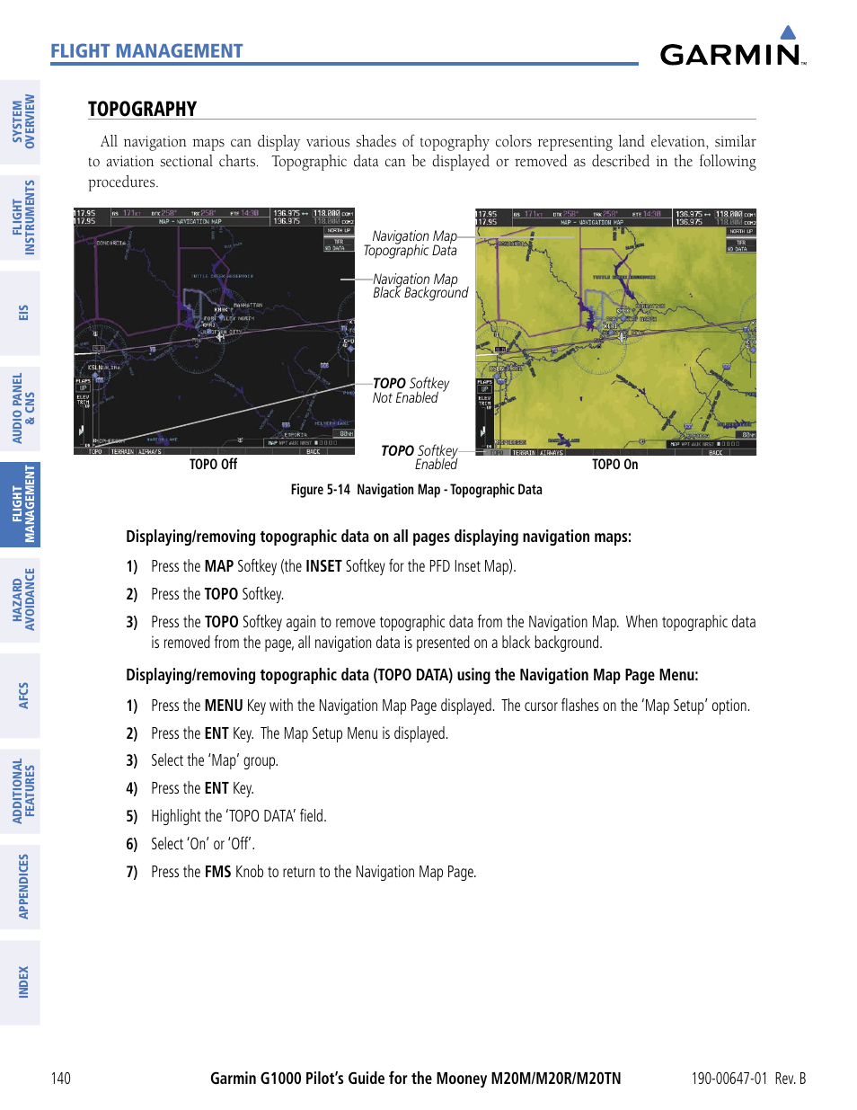 Topography, Flight management | Garmin G1000 Mooney M20TN User Manual | Page 151 / 494