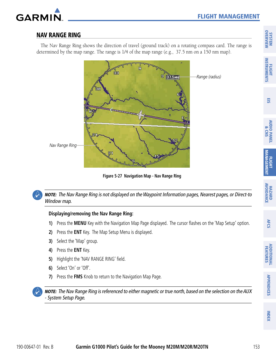 Nav range ring, Flight management | Garmin G1000 Mooney M20TN User Manual | Page 164 / 494