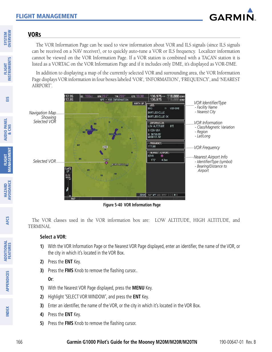 Vors, Flight management | Garmin G1000 Mooney M20TN User Manual | Page 177 / 494