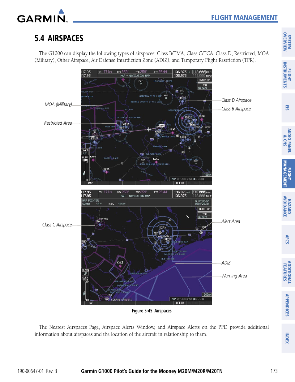 4 airspaces, Flight management | Garmin G1000 Mooney M20TN User Manual | Page 184 / 494