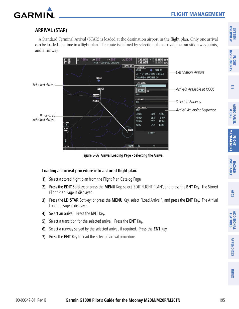 Flight management, Arrival (star) | Garmin G1000 Mooney M20TN User Manual | Page 206 / 494