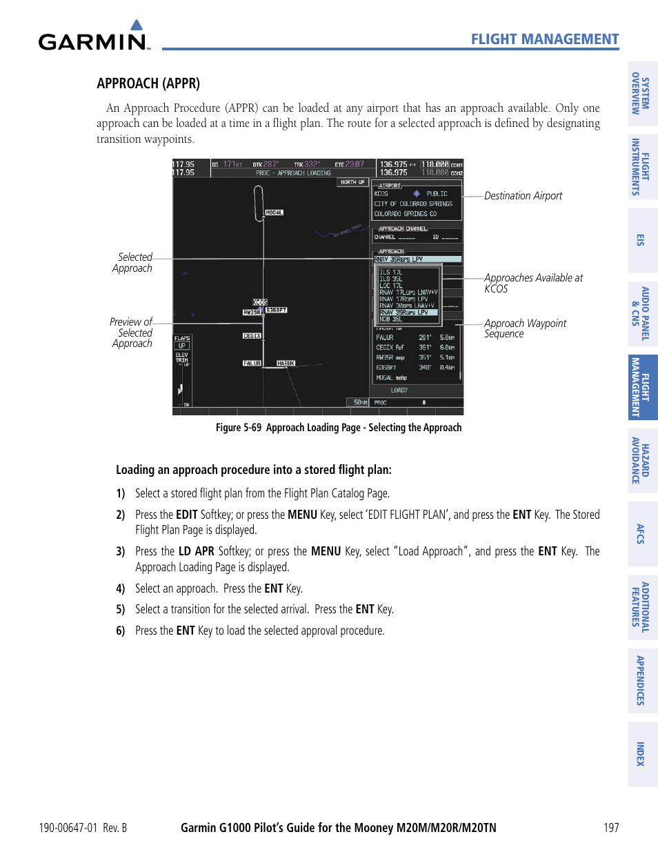 Flight management, Approach (appr) | Garmin G1000 Mooney M20TN User Manual | Page 208 / 494