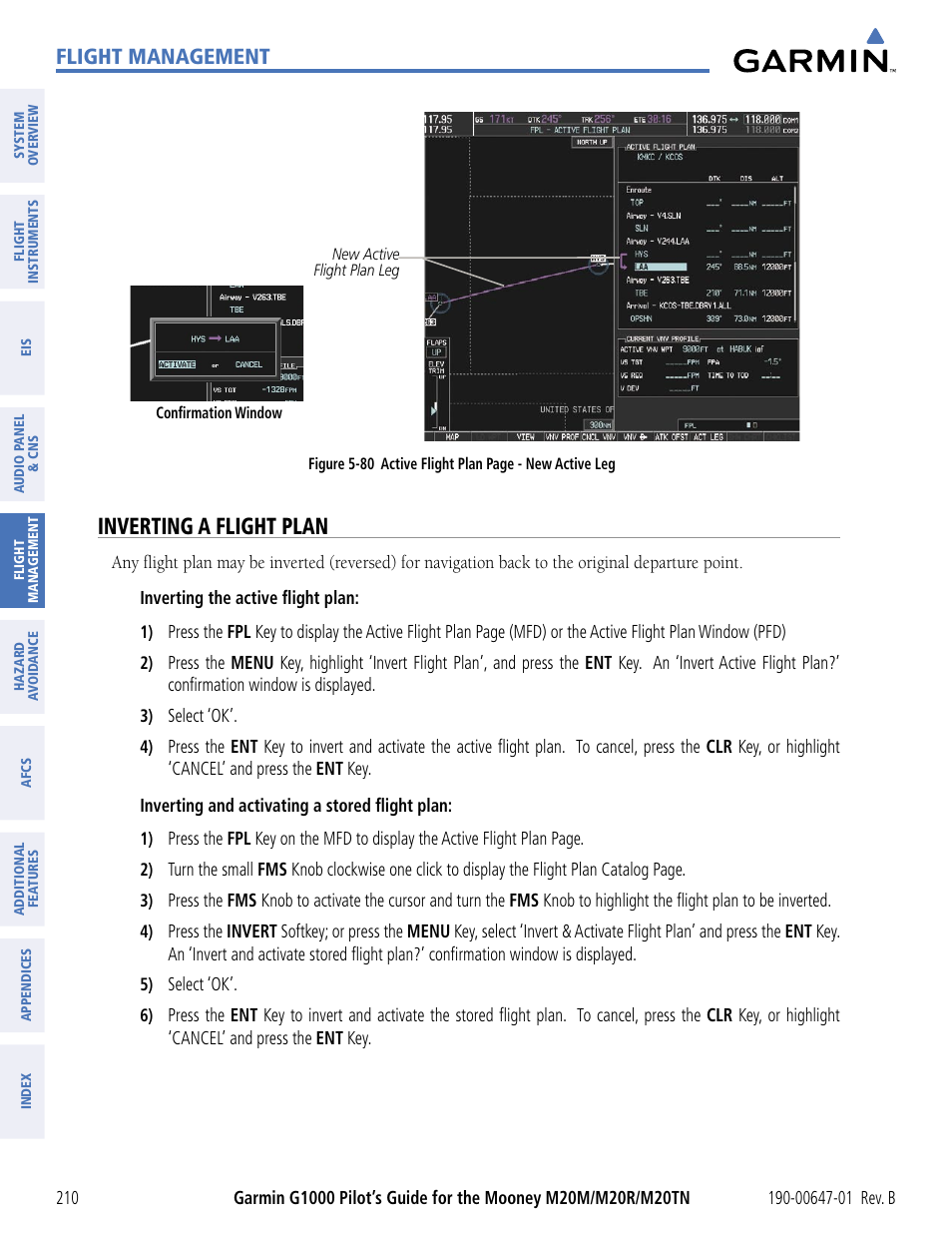 Inverting a flight plan, Flight management | Garmin G1000 Mooney M20TN User Manual | Page 221 / 494