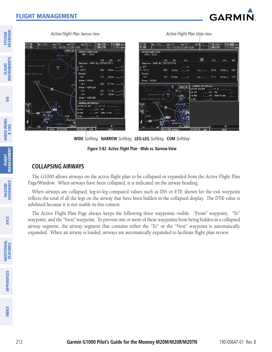 Flight management, Collapsing airways | Garmin G1000 Mooney M20TN User Manual | Page 223 / 494