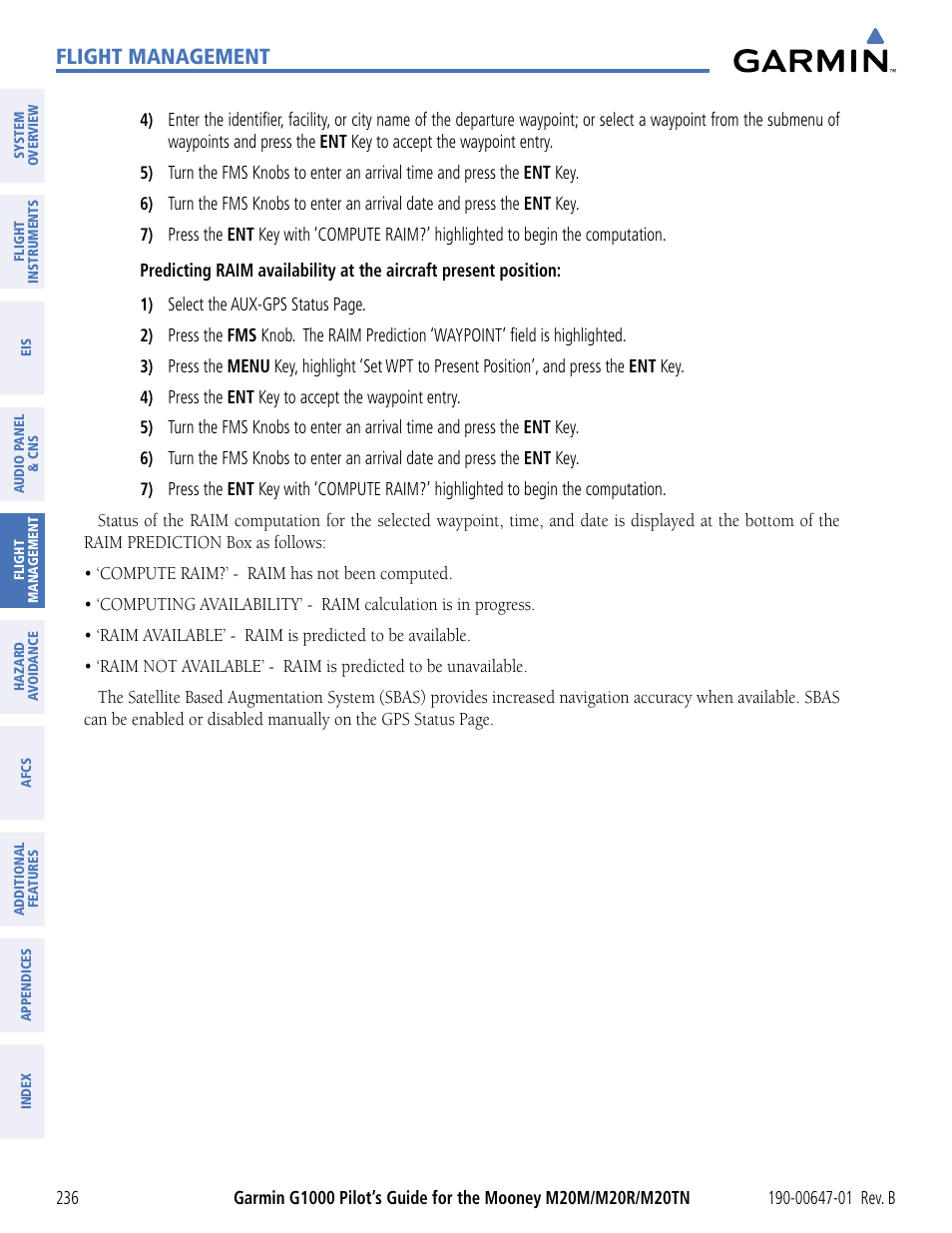 Flight management | Garmin G1000 Mooney M20TN User Manual | Page 247 / 494