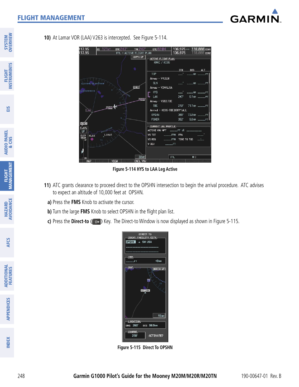 Flight management | Garmin G1000 Mooney M20TN User Manual | Page 259 / 494