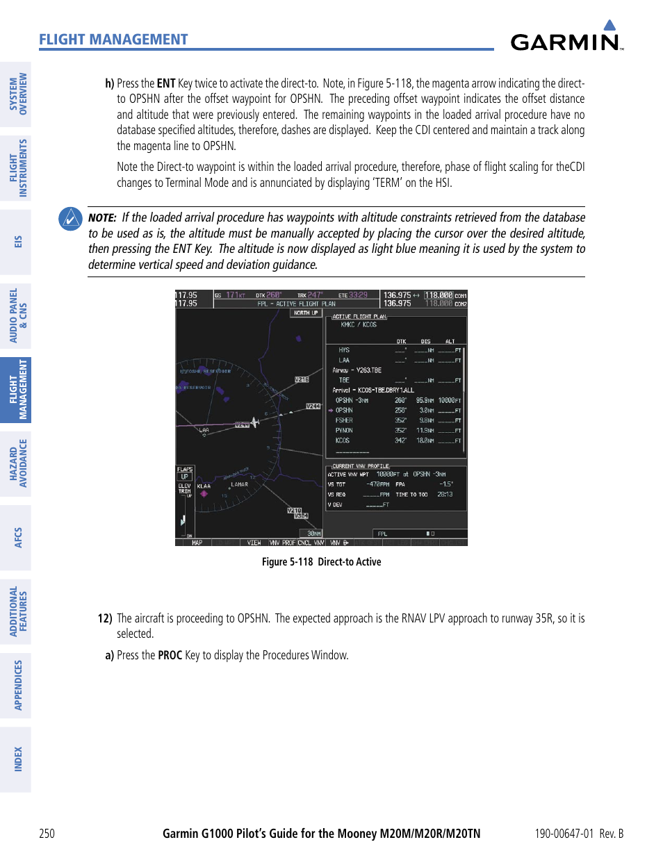 Flight management | Garmin G1000 Mooney M20TN User Manual | Page 261 / 494