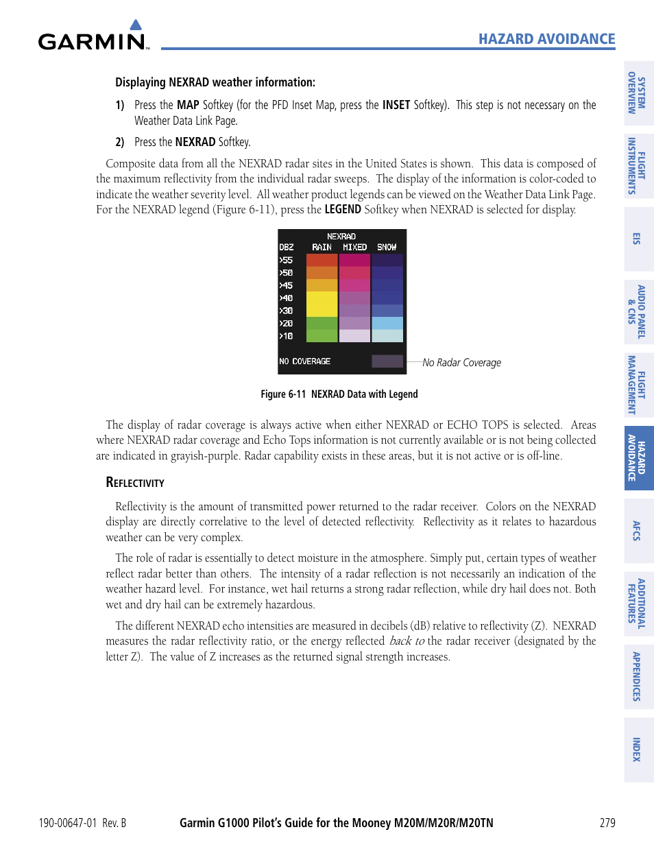 Hazard avoidance | Garmin G1000 Mooney M20TN User Manual | Page 290 / 494