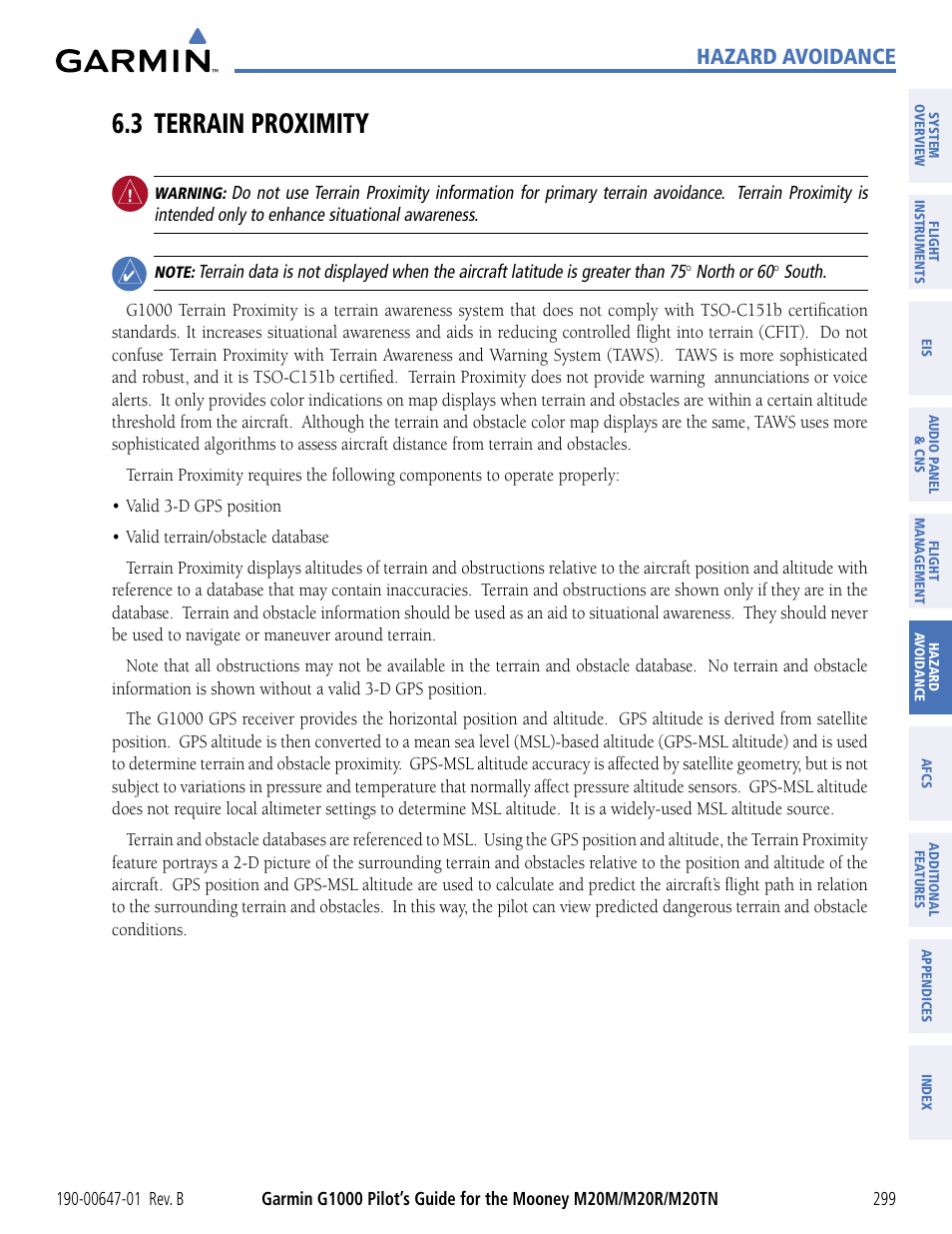 3 terrain proximity, Hazard avoidance | Garmin G1000 Mooney M20TN User Manual | Page 310 / 494