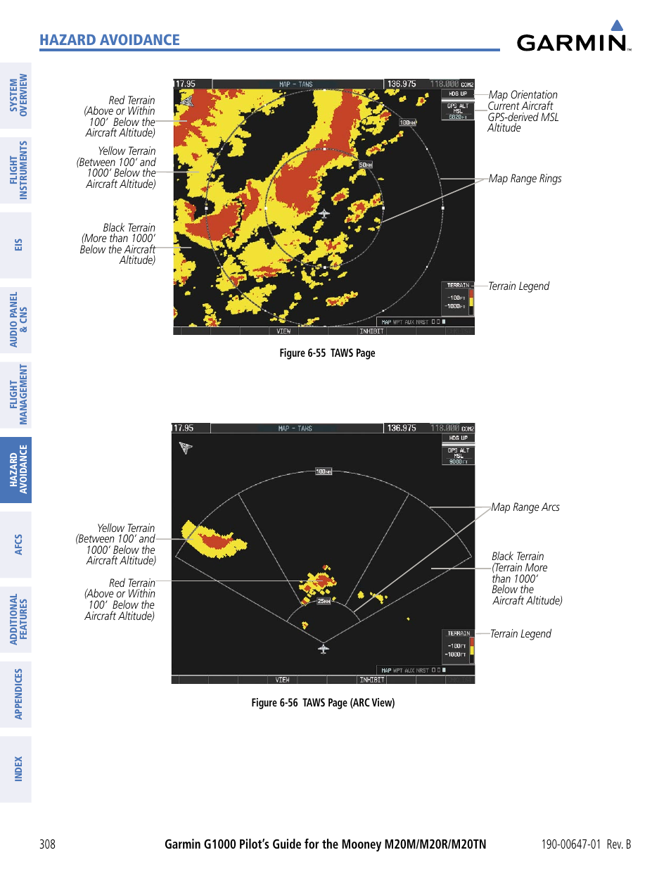 Hazard avoidance | Garmin G1000 Mooney M20TN User Manual | Page 319 / 494