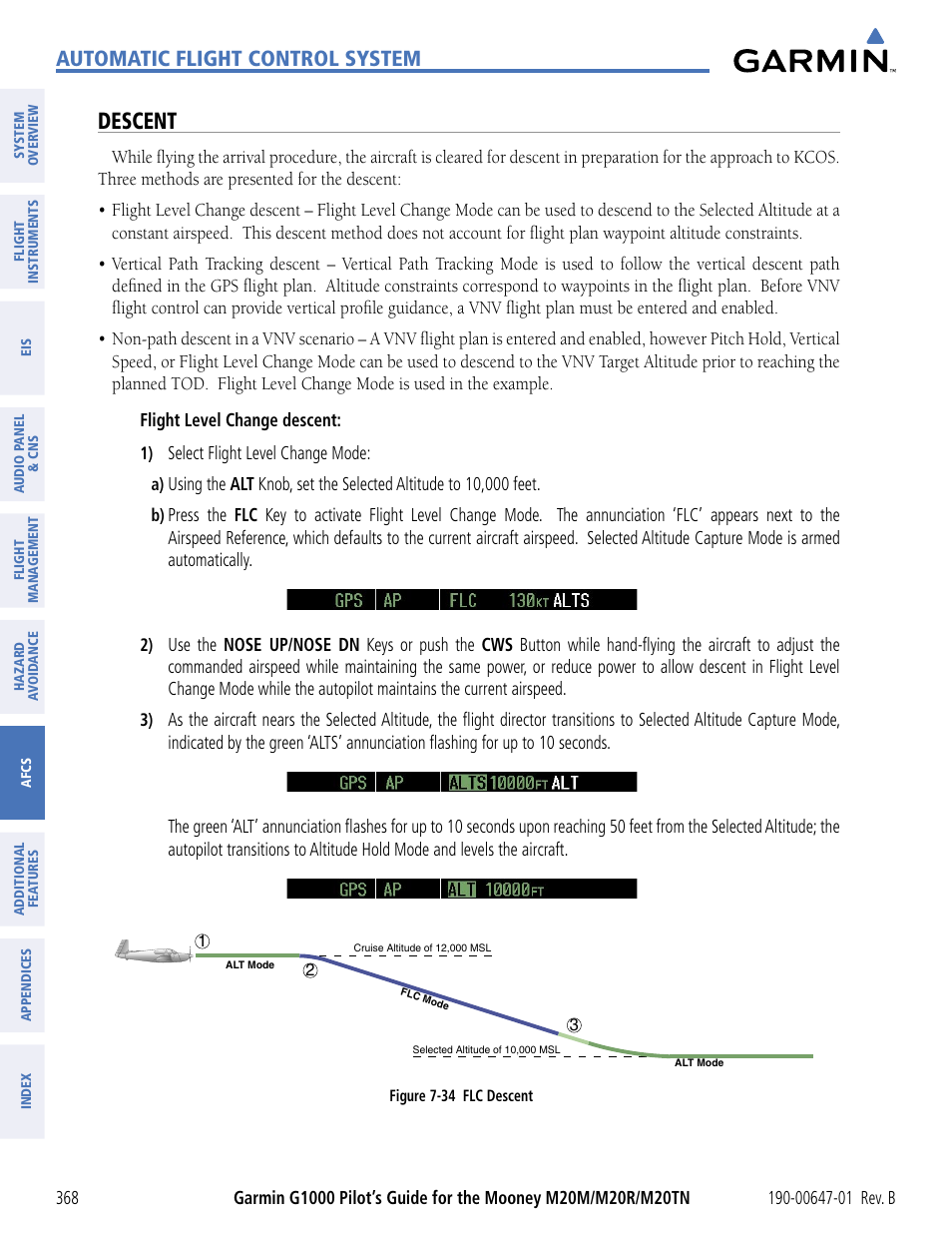 Descent, Automatic flight control system | Garmin G1000 Mooney M20TN User Manual | Page 379 / 494