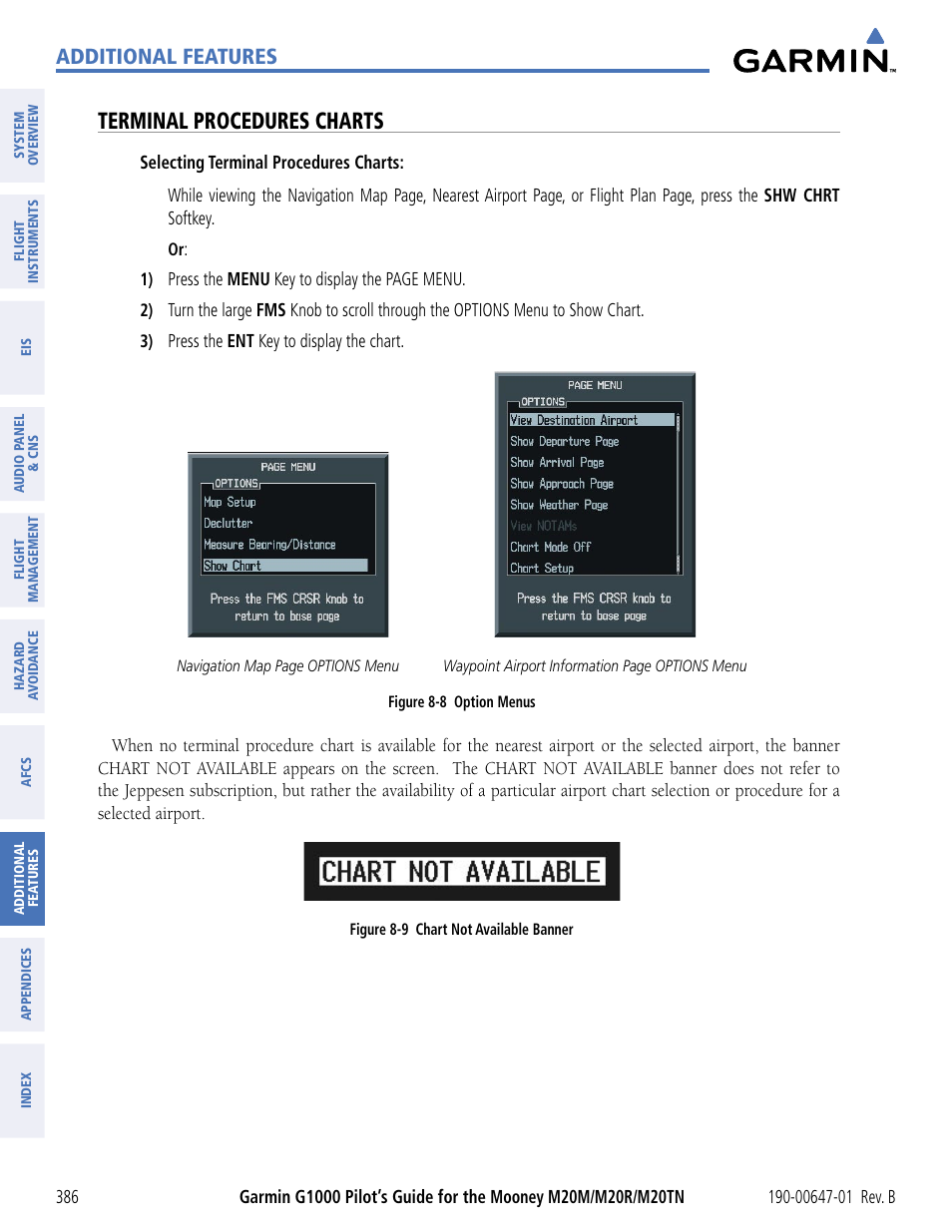 Terminal procedures charts, Additional features | Garmin G1000 Mooney M20TN User Manual | Page 397 / 494