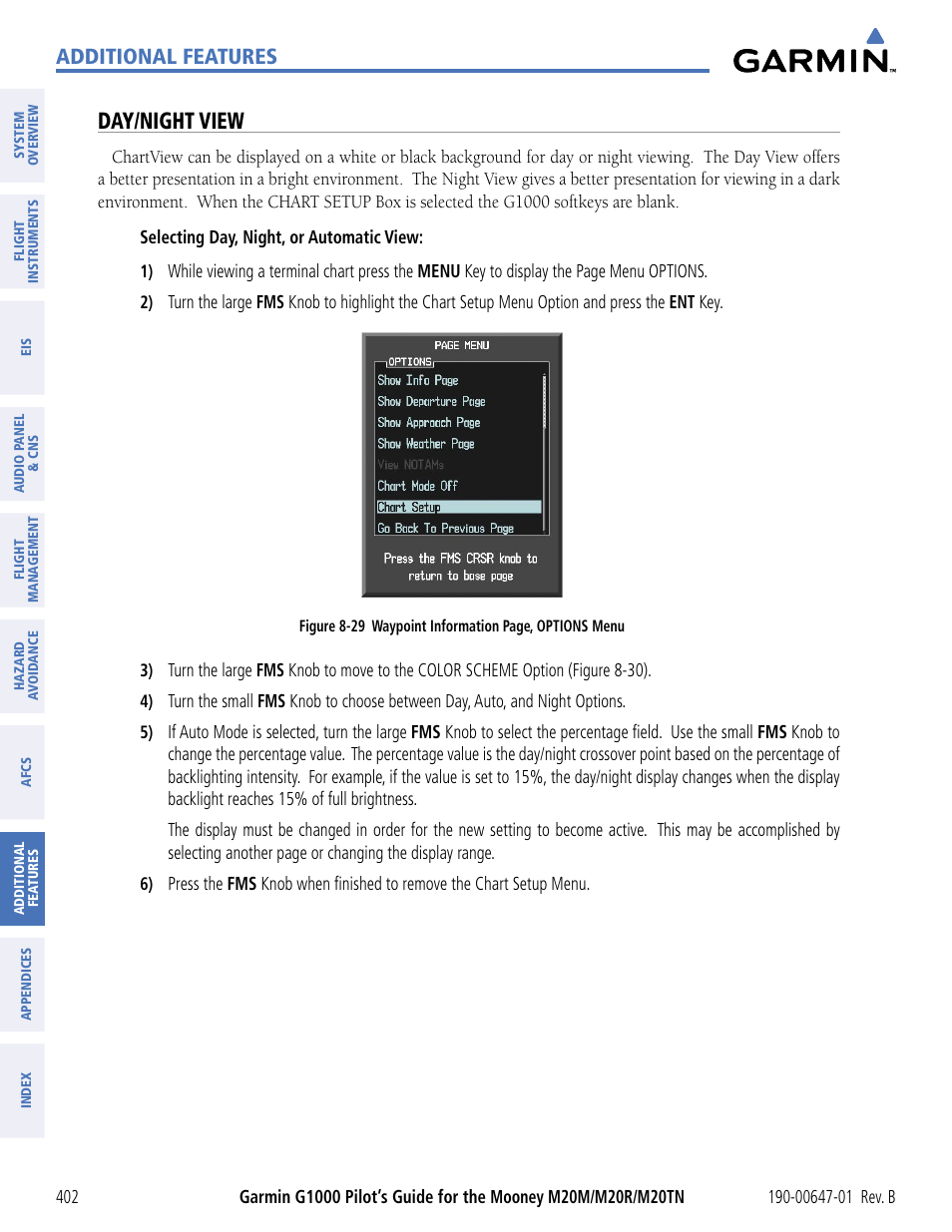 Day/night view, Additional features | Garmin G1000 Mooney M20TN User Manual | Page 413 / 494