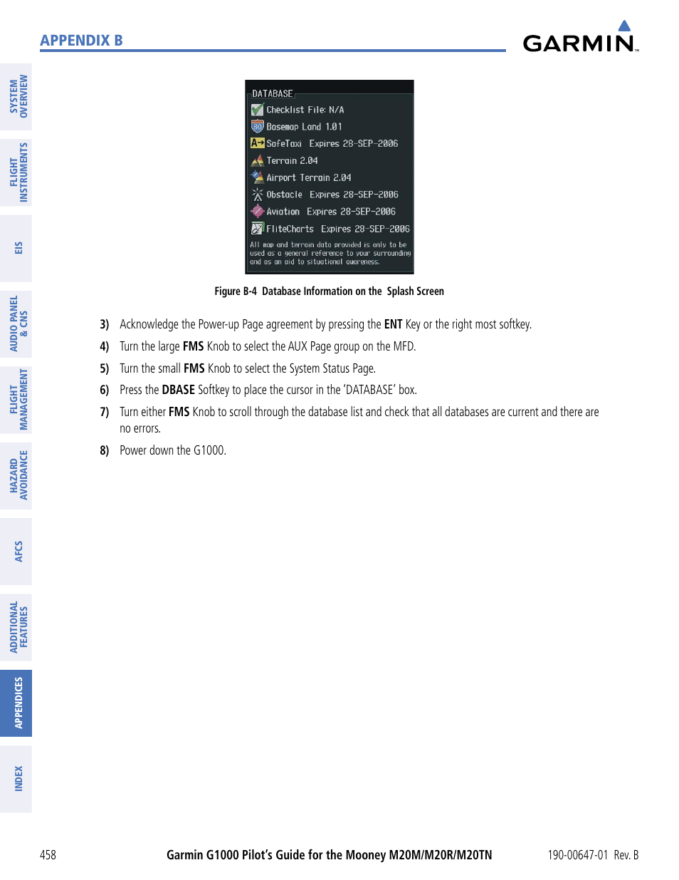 Appendix b | Garmin G1000 Mooney M20TN User Manual | Page 469 / 494