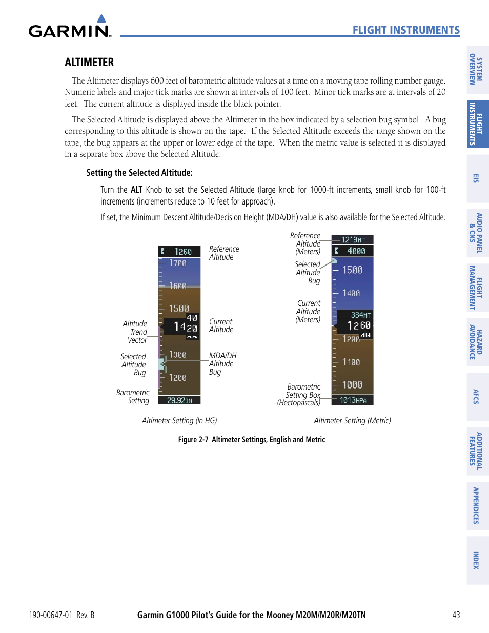 Altimeter, Flight instruments | Garmin G1000 Mooney M20TN User Manual | Page 54 / 494