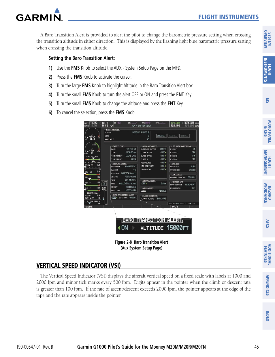 Vertical speed indicator (vsi), Flight instruments | Garmin G1000 Mooney M20TN User Manual | Page 56 / 494