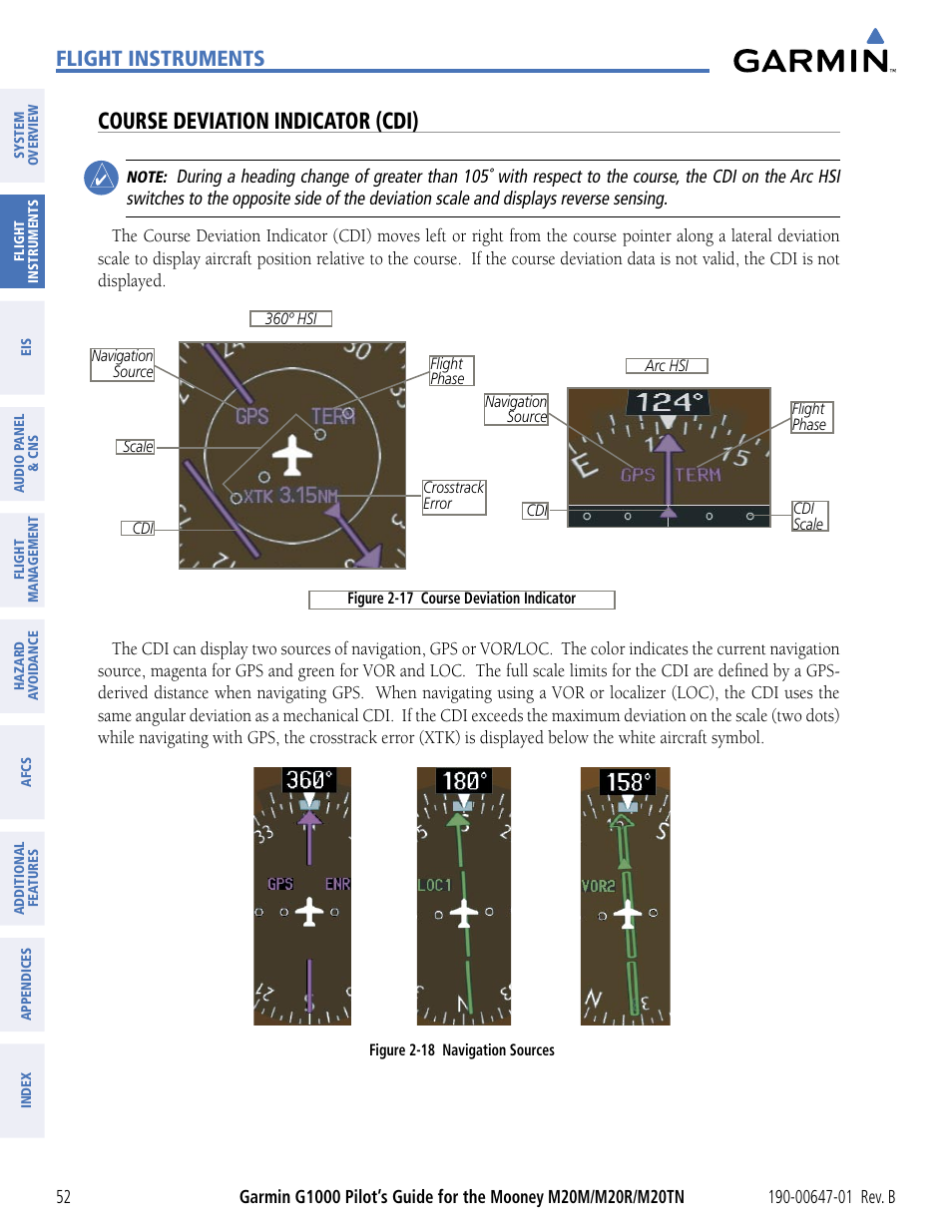 Course deviation indicator (cdi), Flight instruments | Garmin G1000 Mooney M20TN User Manual | Page 63 / 494