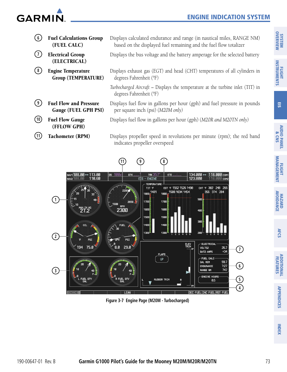 Engine indication system | Garmin G1000 Mooney M20TN User Manual | Page 84 / 494