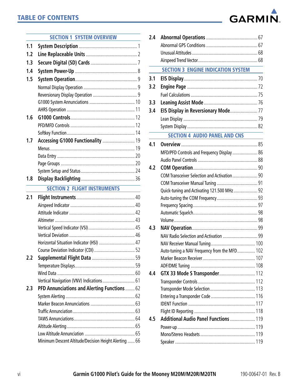 Garmin G1000 Mooney M20TN User Manual | Page 9 / 494