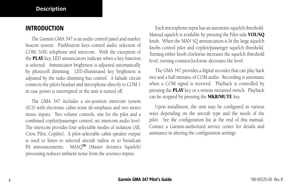 Introduction | Garmin GMA 347 User Manual | Page 6 / 18