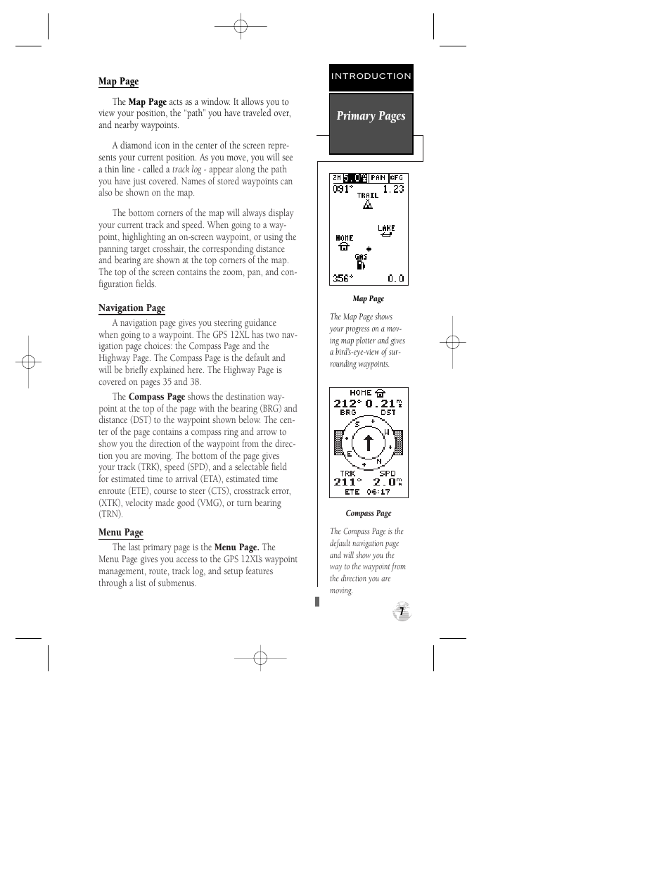 Primary pages | Garmin GPS 12XL User Manual | Page 11 / 64