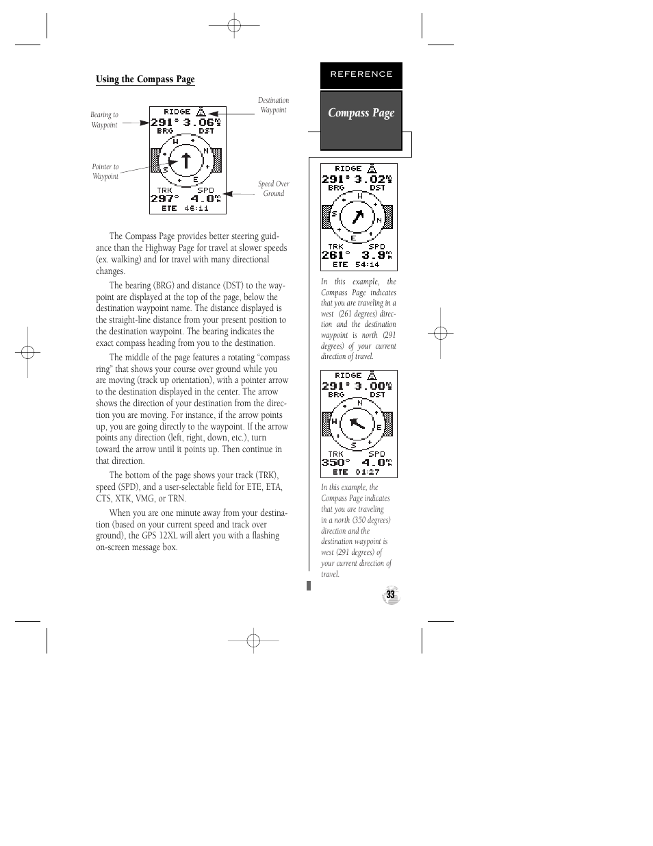 Compass page | Garmin GPS 12XL User Manual | Page 37 / 64