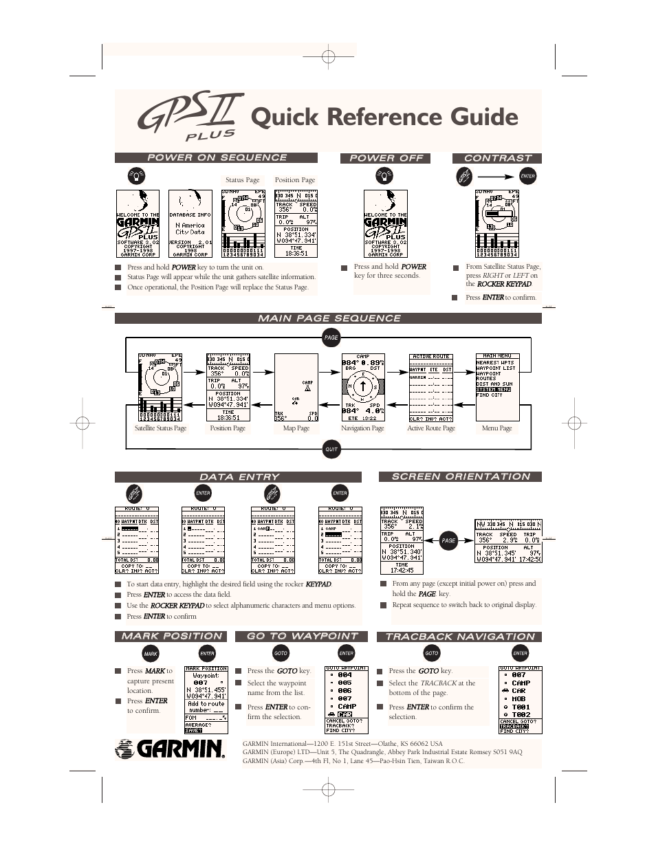 Garmin GPS II Plus User Manual | 2 pages