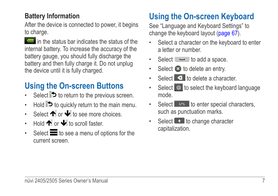 Using the on-screen buttons, Using the on-screen keyboard | Garmin nuvi 2595LT User Manual | Page 13 / 88