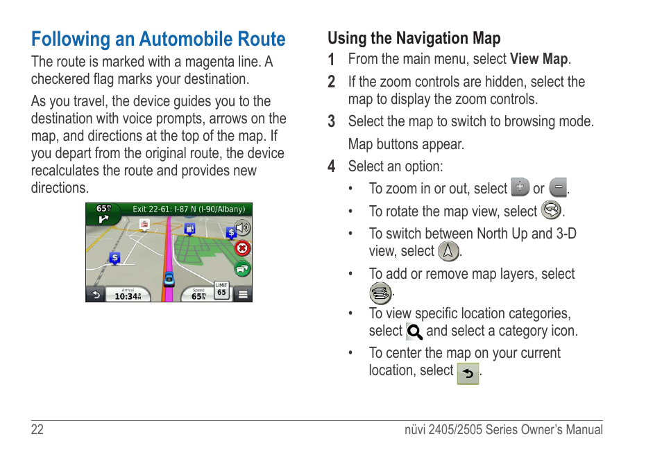 Following an automobile route | Garmin nuvi 2595LT User Manual | Page 28 / 88