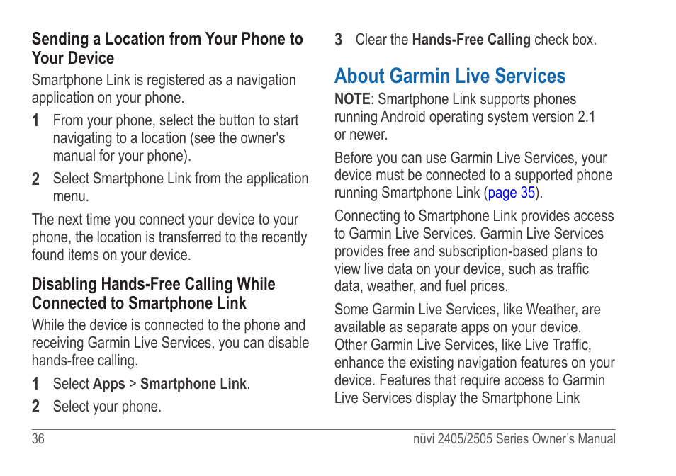 About garmin live services | Garmin nuvi 2595LT User Manual | Page 42 / 88