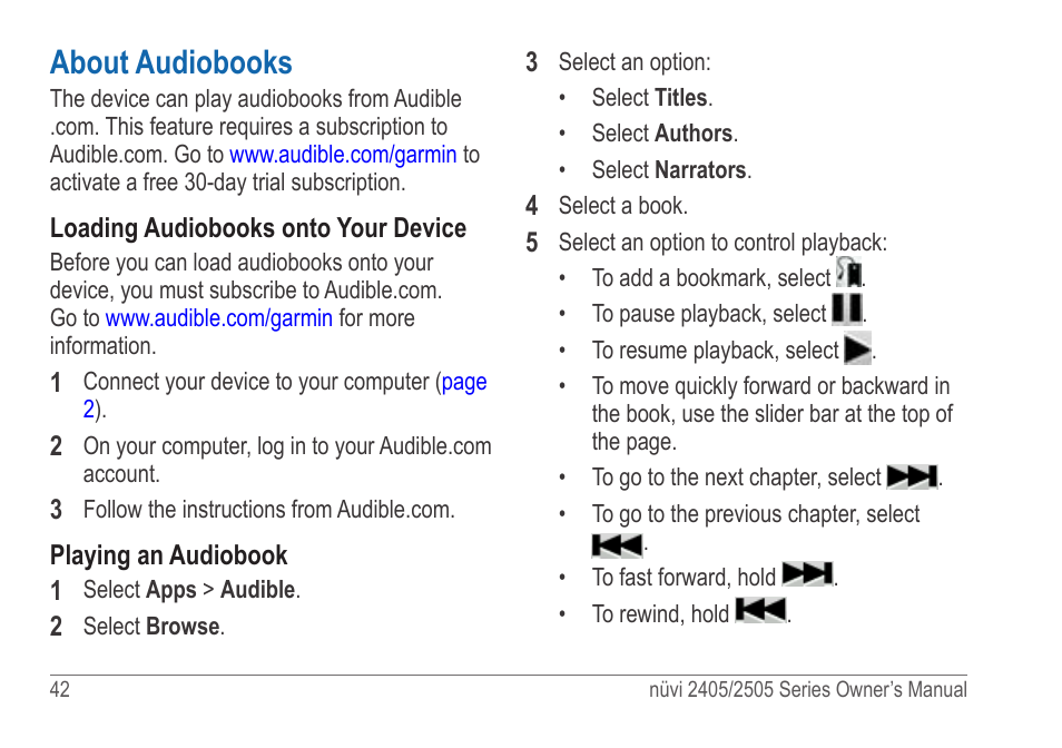 About audiobooks | Garmin nuvi 2595LT User Manual | Page 48 / 88