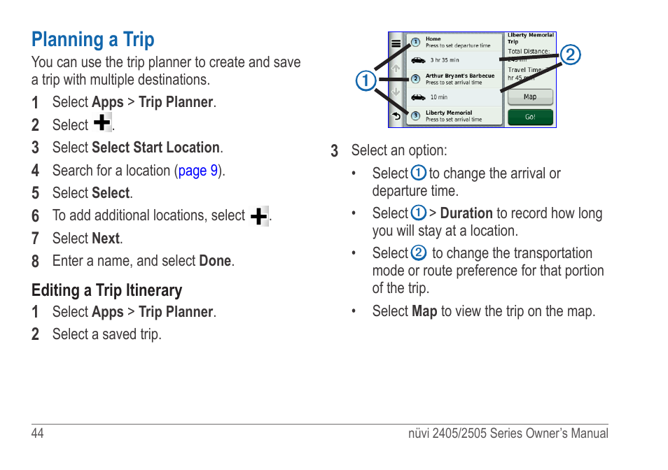 Planning a trip | Garmin nuvi 2595LT User Manual | Page 50 / 88