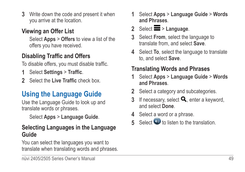 Using the language guide | Garmin nuvi 2595LT User Manual | Page 55 / 88