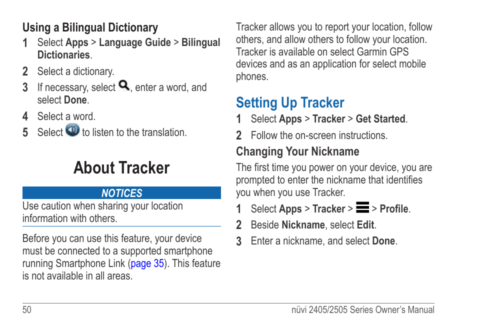 About tracker, Setting up tracker | Garmin nuvi 2595LT User Manual | Page 56 / 88