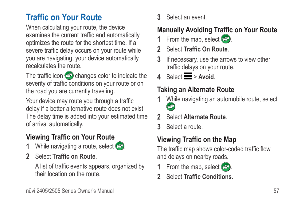 Traffic on your route | Garmin nuvi 2595LT User Manual | Page 63 / 88