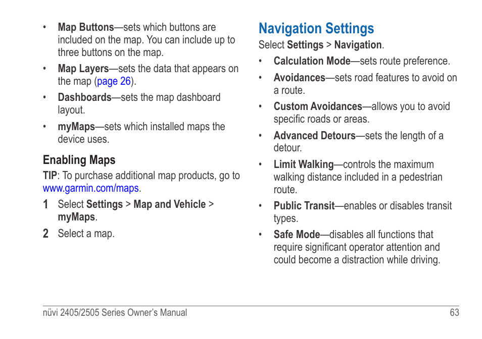 Navigation settings | Garmin nuvi 2595LT User Manual | Page 69 / 88