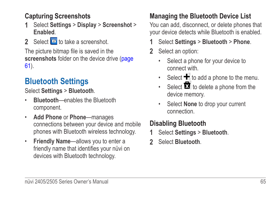 Bluetooth settings | Garmin nuvi 2595LT User Manual | Page 71 / 88