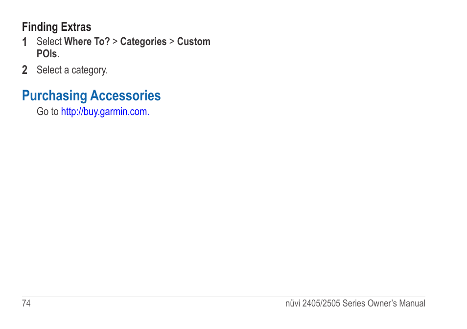 Purchasing accessories | Garmin nuvi 2595LT User Manual | Page 80 / 88