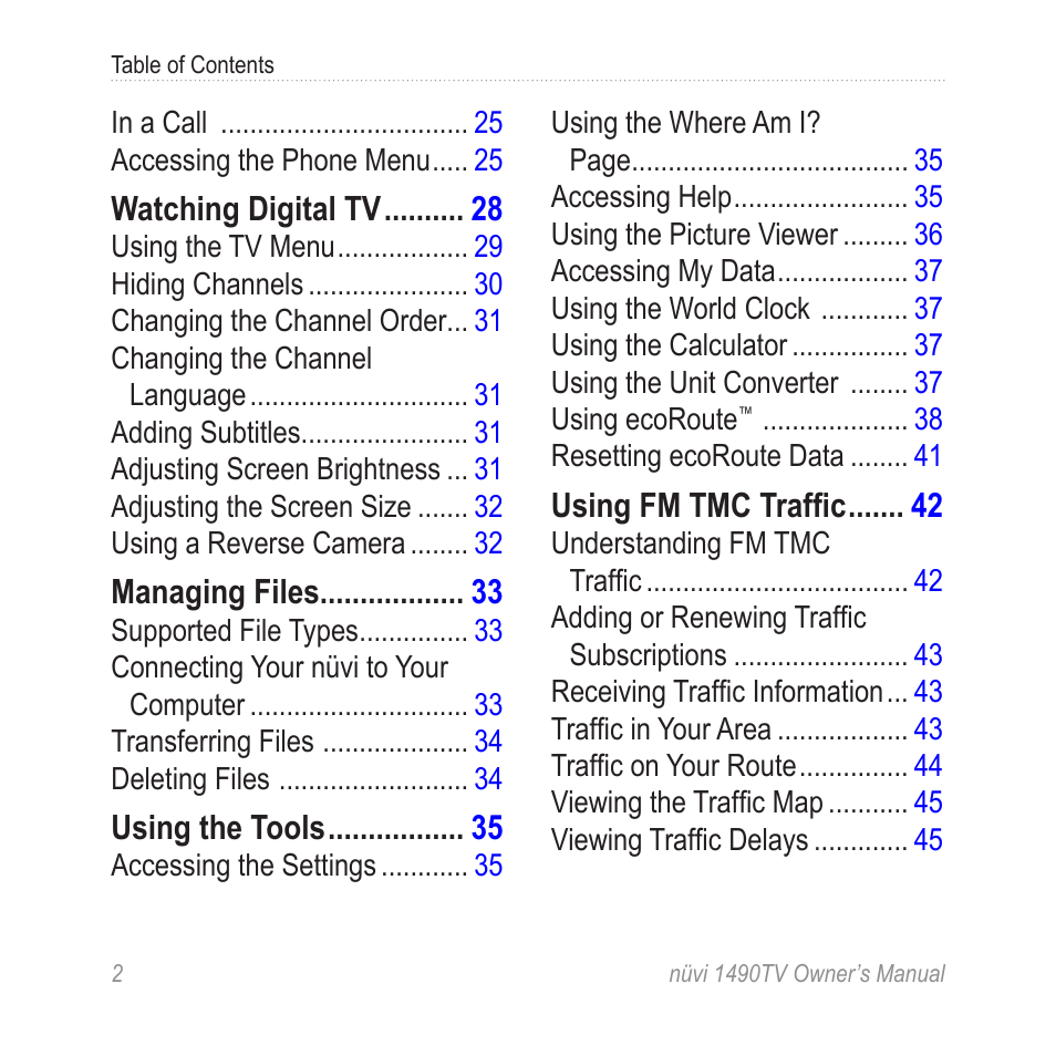 Garmin nuvi 1490TV User Manual | Page 4 / 76