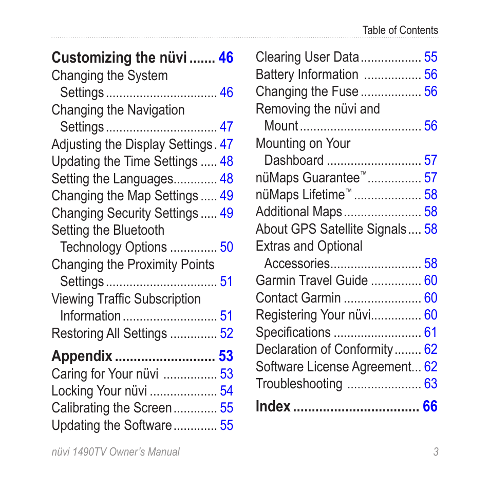 Garmin nuvi 1490TV User Manual | Page 5 / 76