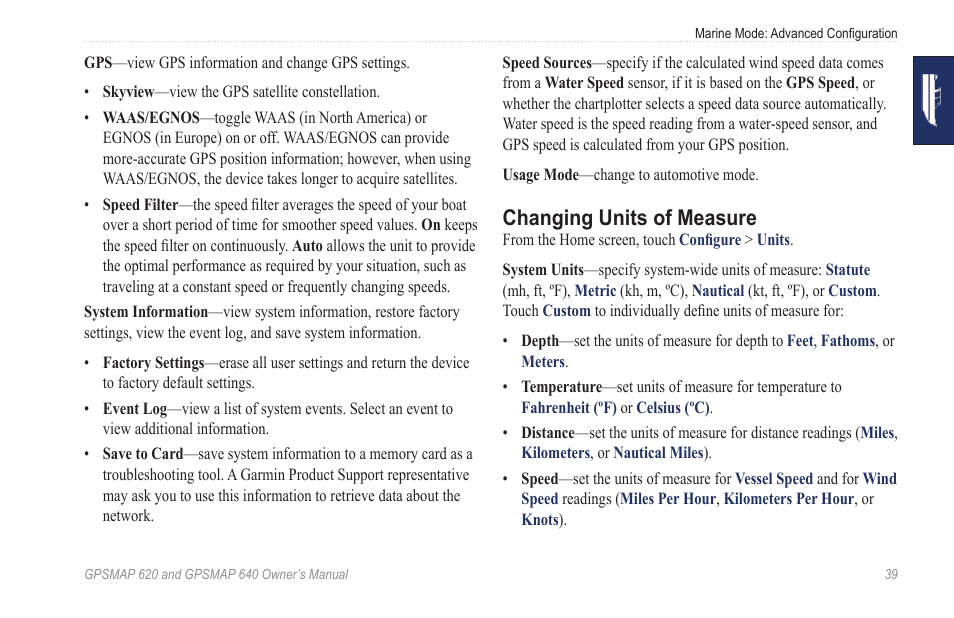 Changing units of measure | Garmin GPSMAP 640 User Manual | Page 45 / 84
