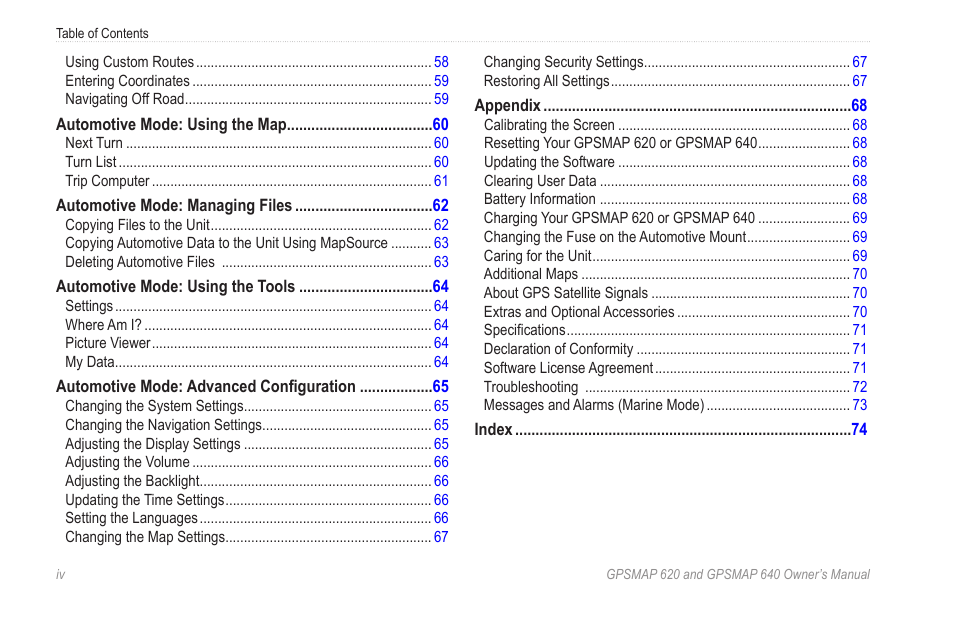 Garmin GPSMAP 640 User Manual | Page 6 / 84