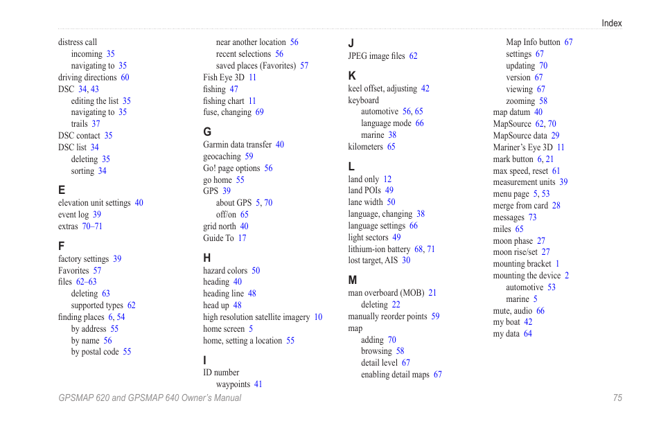 Garmin GPSMAP 640 User Manual | Page 81 / 84