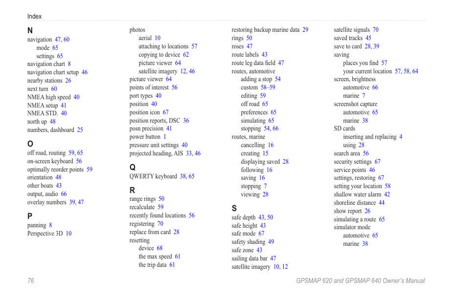 Garmin GPSMAP 640 User Manual | Page 82 / 84