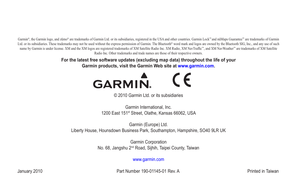 Garmin zumo 665LM User Manual | Page 8 / 8