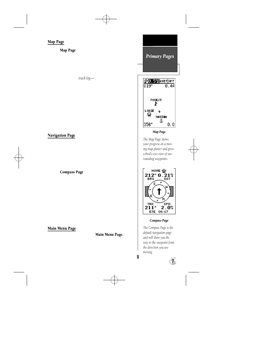 Primary pages | Garmin GPS 12 User Manual | Page 11 / 66